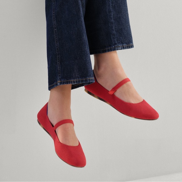 Rothy's Shoes - Rothy’s Lollipop Red Square Mary Jane Ballet Flats 6.5 Flexible Washable Preppy